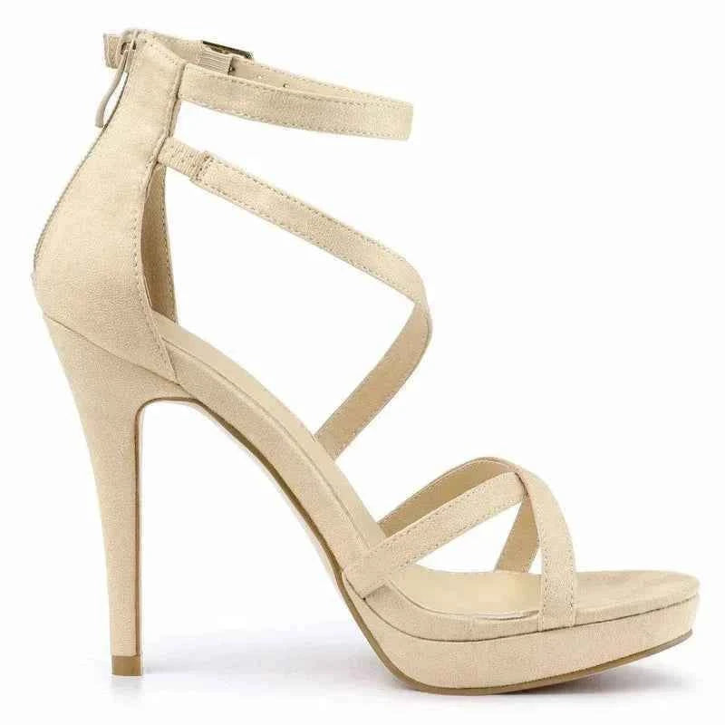 2026 Women Sandals 110mm Velvet Open Toe Ankle Strap Stiletto Strappy High Heels Platform Sandals Party Wedding Dress Sexy Shoes