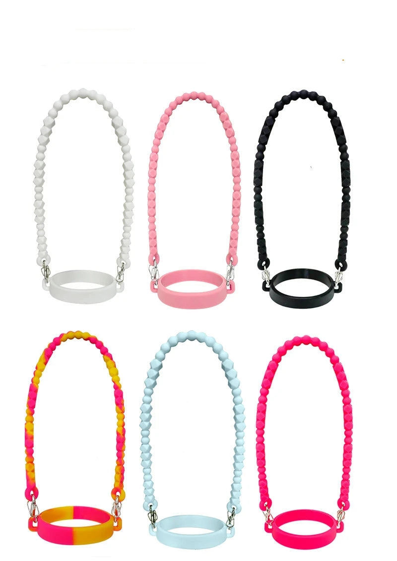 Water Bottle Handle - Soft Silicone Holder, Sling, Lanyard Fits Most 8-40oz Bottles