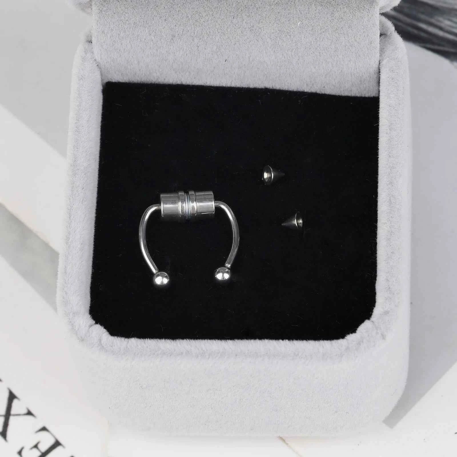 Stainless Steel Magnetic Nose Ring - Fake Non-Piercing Horseshoe Hoop, Clip-on Septum Jewelry