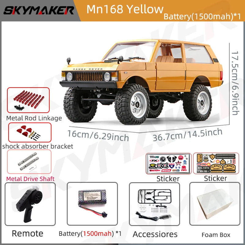 MN Model RC Car Mn168 1/12 Full Scale RTR 2.4G 4WD 280 Motor Proportional Off-Road Remote Control RC Truck Kids Toys Metal Parts