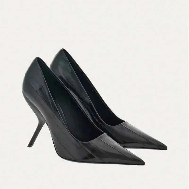 2026 New Style Women's High Heels Shoes Patent leather Pointed Toe Solid Color Night Club Party Shoes Femme Summer Half Slippers