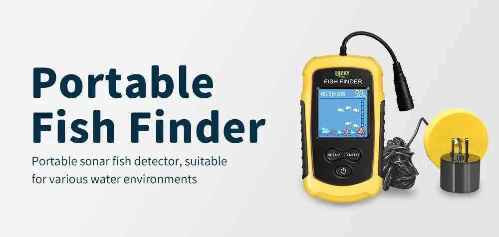 FFC1108-1 Alarm 100M Portable Sonar Fish Finders 45 degrees Sonar Coverage Echo Sounder Alarm Transducer Lake Sea Fishing