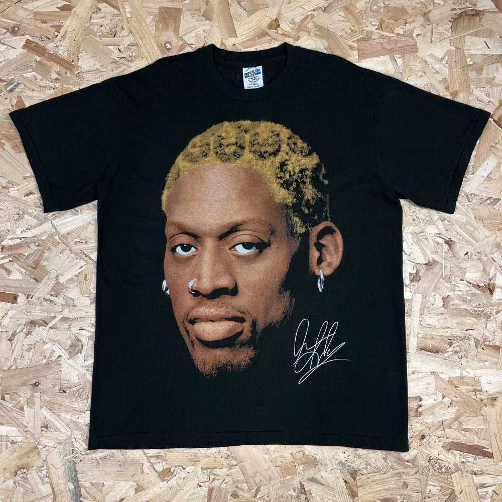 Fashion Men Women T-shirt Rodman American Street Big Head Crew Neck Short Sleeve Cotton T-Shirt Loose Street Wear Tops Clothing