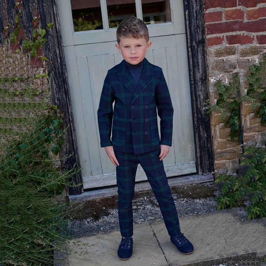 AS Navy Collection AW25 Girls Plaid Dress Two Color Patchwork Sweater Baby Romper Boys Blazer Pants Family Matching Clothing