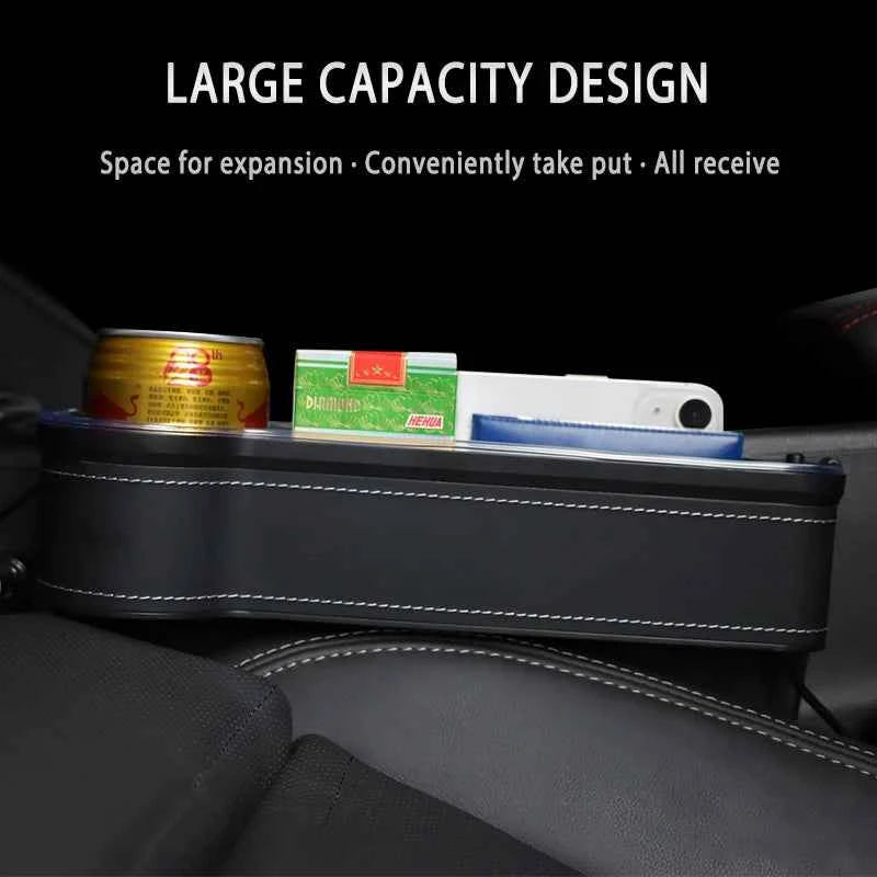 Car Seat Gap Filler Cup Holder 7 Colours Changing LED Car Crevice Storage Organizer Box With 2Usb Charger Car Accessories