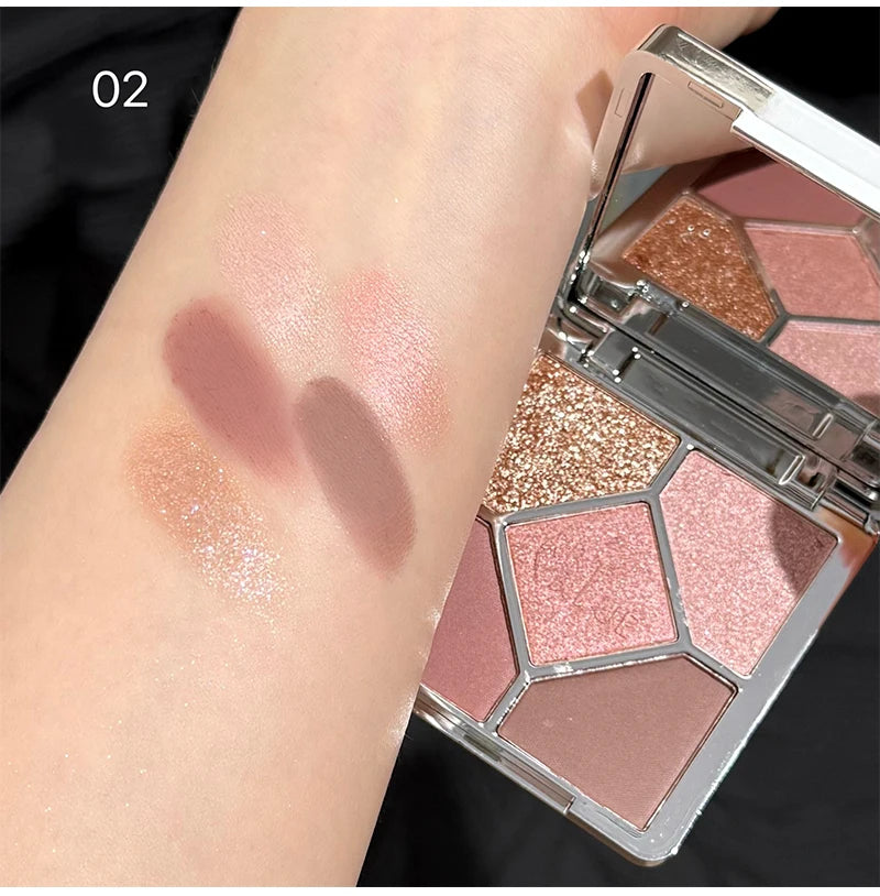 5 Colors Eyeshadow Palette Purple Glitter Pearlescent Matte Eye Shadow Shimmer Makeup Long Lasting Women Beauty Eye Cosmetics