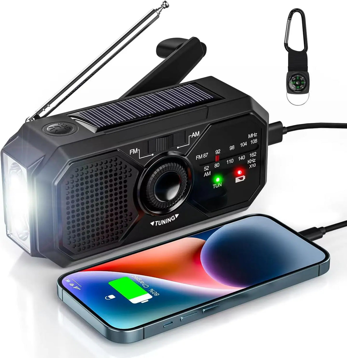 Portable Emergency AM/FM Radio – Crank, Solar, Power Bank