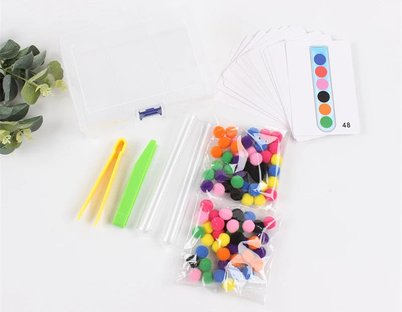 Color Sorting Toy Rainbow Plush Ball Matching Set Preschool Math Counting Kids Educational Stacking Matching Games