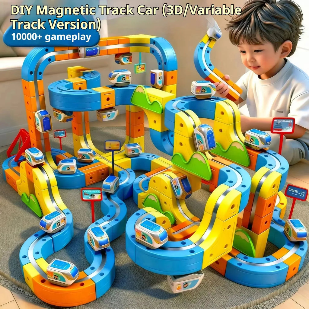 Magic Transforming Magnetic Cube Track Railcar Building Blocks Electric Anti-Gravity High-Speed Train DIY Vehicle Trackt Model