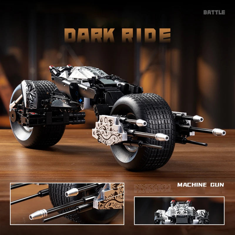 Bat Motorcycle MOC Building Blocks Superheroes Dark Knight Vehicle Birthday Gifts Cool Ornaments Creative Bricks Assembly Toys