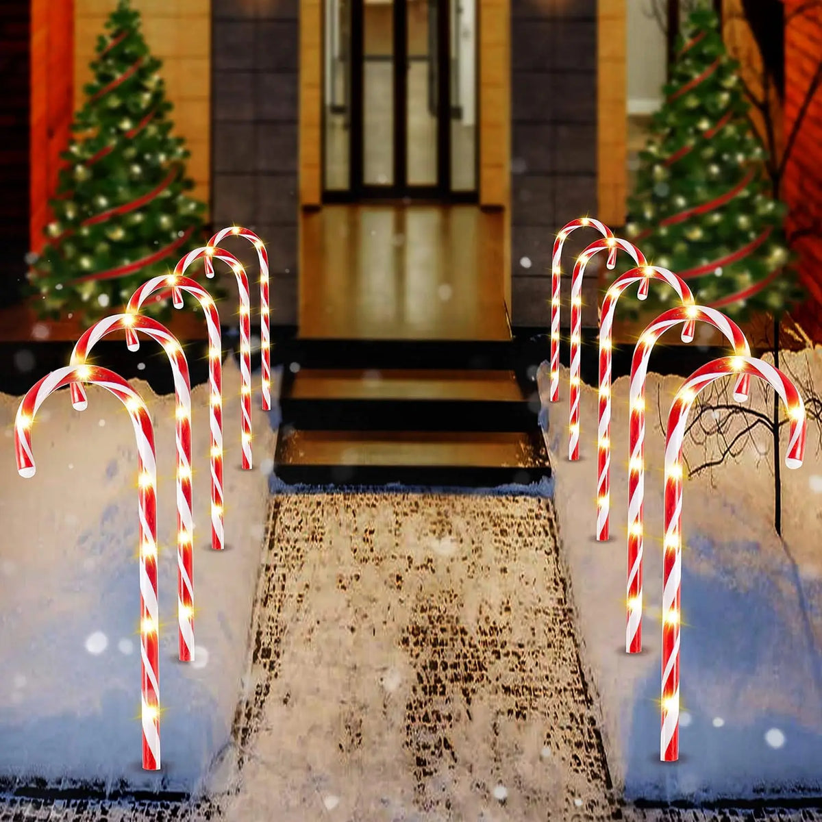 Christmas Candy Cane Pathway Lights Set of 12 Warm White