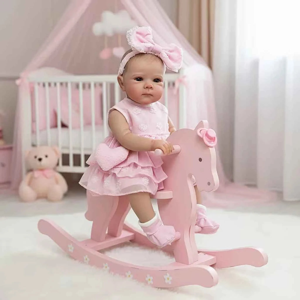 JOYORA Realistic Rebirth Doll Pink Dress Fashion Doll High Quality Soft Vinyl 3D Skin Baby Doll Cute Children Playmate Gift Toy