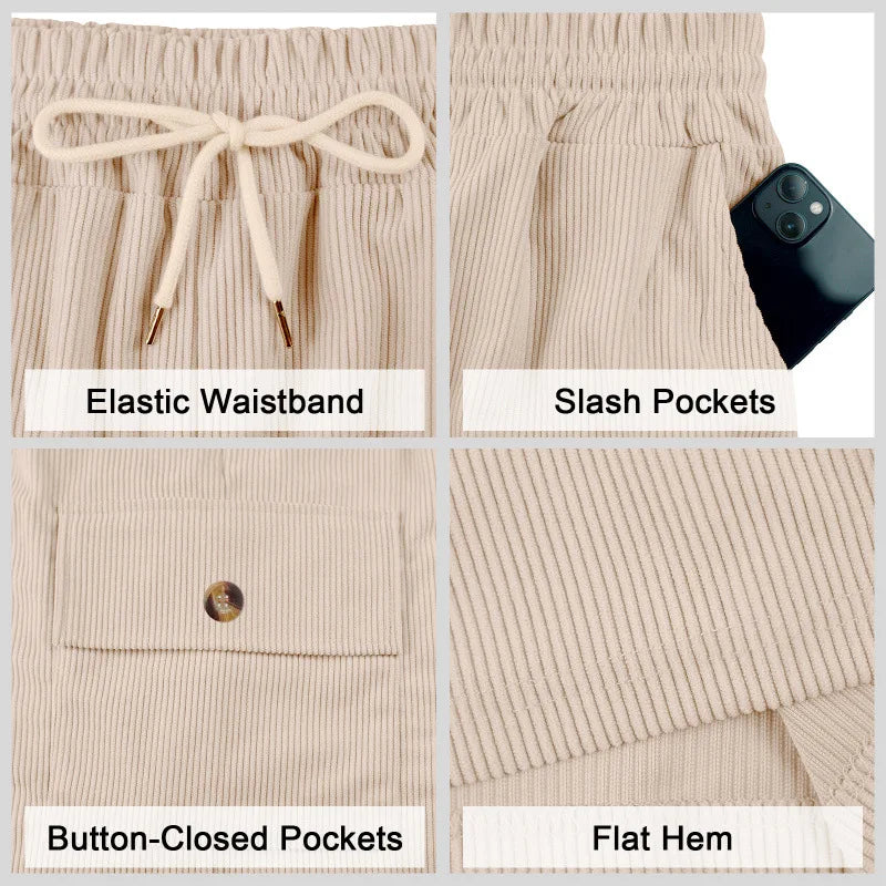 American Men's Heavy Loose Four Seasons Hip Hop Casual Sports Running Corduroy Tooling Shorts