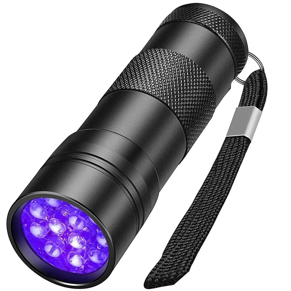9/12 LED Protable UV Flashlight Black Light 395 NM Ultraviolet Torch Blacklight Detector for Dog Urine Pet Stain and Bed Bug