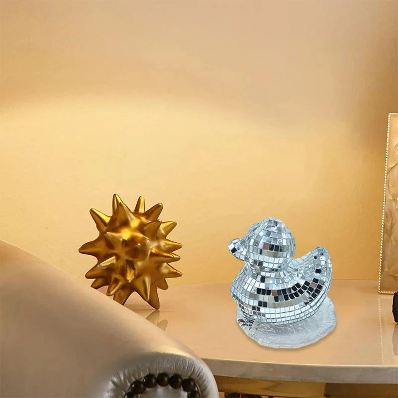 Silver Duck Mirror Glass Decoration Light Reflected Art Glitter Bar Home Disco Ornament For Disco Themed Party Cake Decoration - Value Vault Club