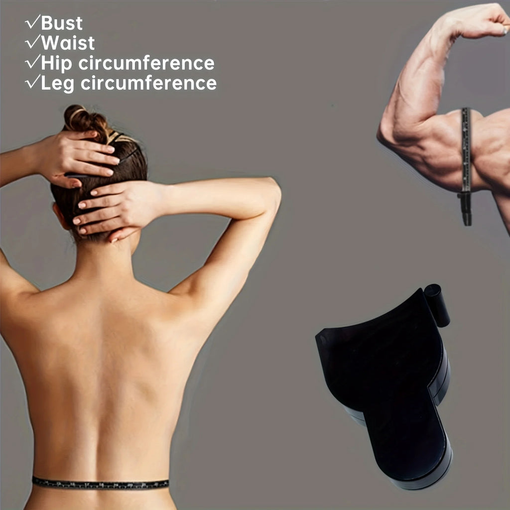 Body fat caliper and Waist Measurement Tape set - handheld fat caliper and tape combination, portable fitness measuring tool
