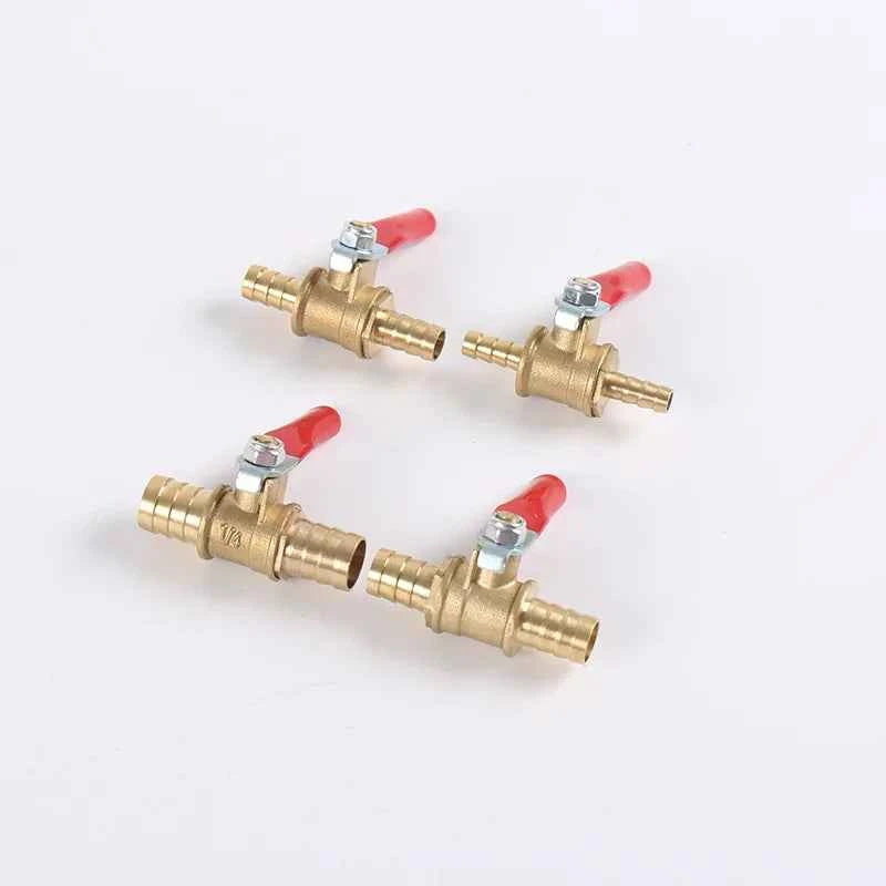 1/4 6mm 8mm 10mm12mm Ball Faucet Shutoff Ball Valve Hose Barb Inline Water Oil Air Gas Fuel Line Small Brass Ball Valve