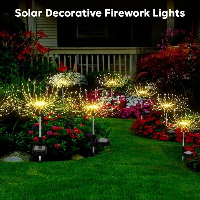 Solar Garden Lights Outdoor Waterproof Firework Lights Sparkles Landscape Fairy Light Decorations Light Yard Patio Pathway