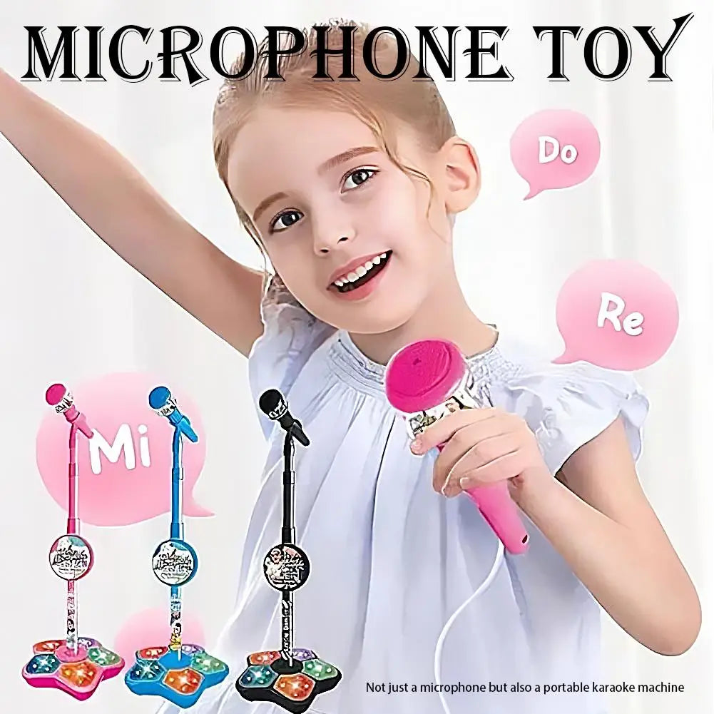 Kids Microphone with Stand Karaoke Song Music Instrument Toys Brain-Training Educational Toy Birthday Gift for Girl Boy