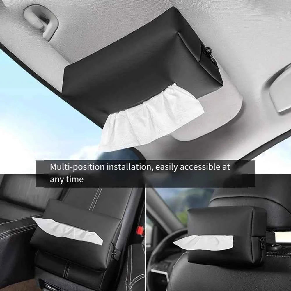 Car interior tissue box car armrest box tissue box car interior bag drawstring paper bag napkins minimalist car rear seat back