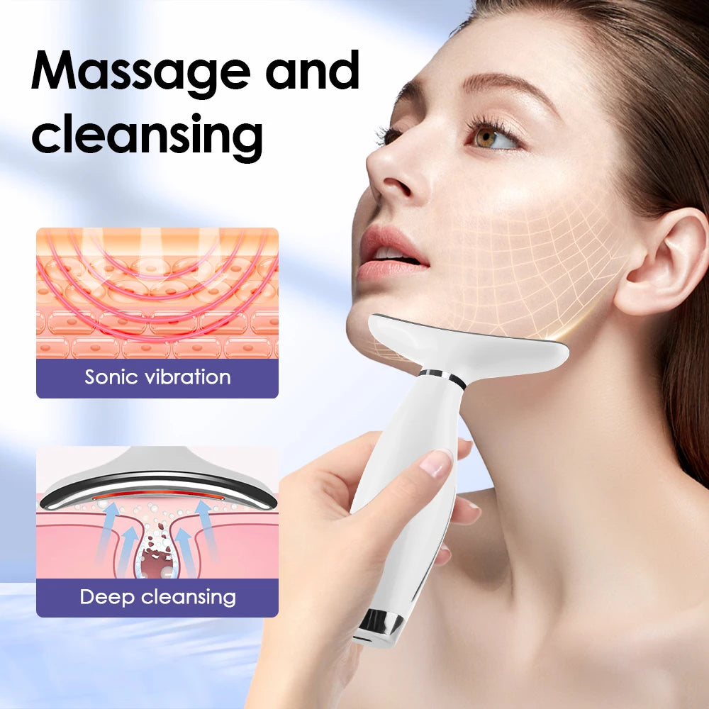 Neck Face Beauty Device 7 Color Light Skin Tighten Reduce Double Chin Anti Wrinkle Facial Lifting Massager