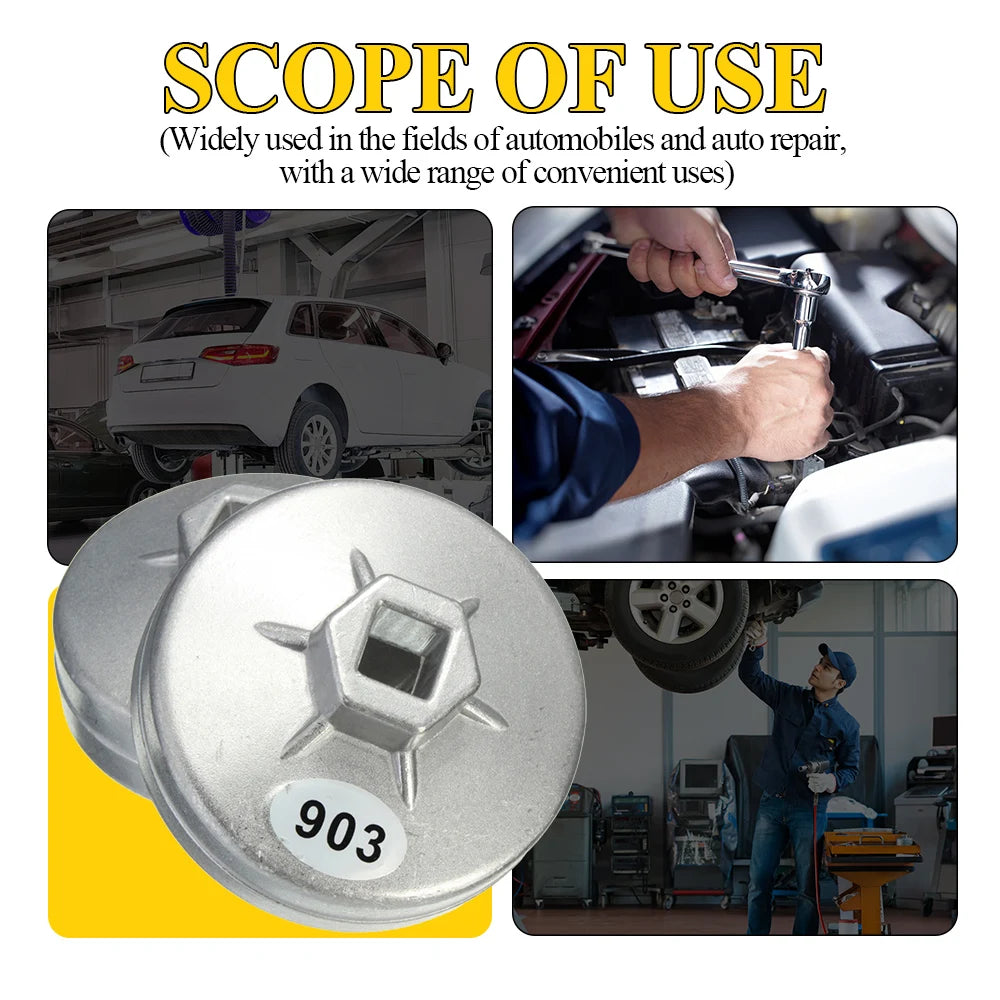 Auto Oil Filter Socket Wrench 903 74MM Aluminum General Purpose 14 Auto Filter Removal Tool Auto Repair Accessories Tool