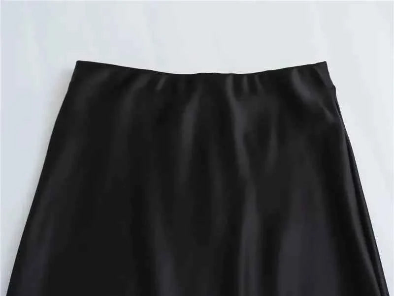 MUJER Woman 2026 Satin Skirt Women High Waist Long Skirts For Women Summer Black Midi Skirt Woman Office Elegant Women's Skirts