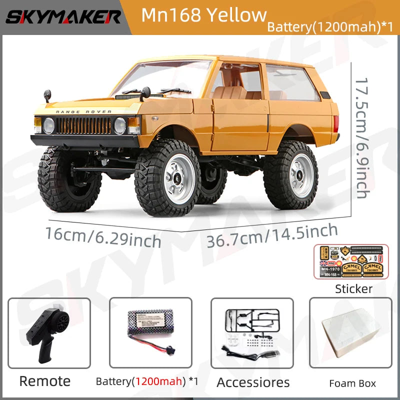 MN Model RC Car Mn168 1/12 Full Scale RTR 2.4G 4WD 280 Motor Proportional Off-Road Remote Control RC Truck Kids Toys Metal Parts