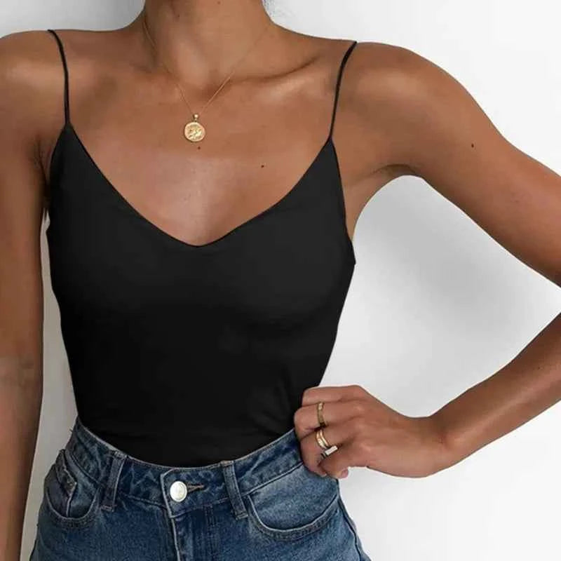 Summer Sexy Women Thin Wild Solid Camis Vest Tank Tops Female Strap Basic Tops Slim Sleeveless Camisole