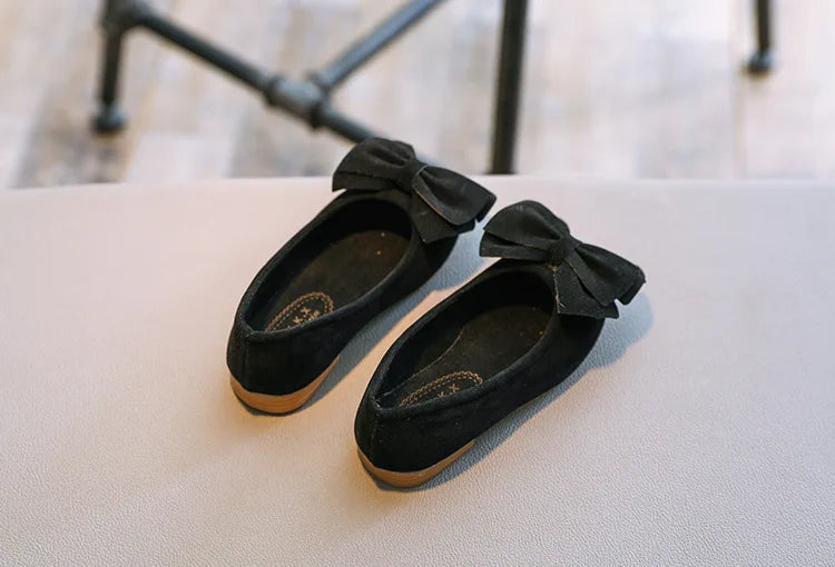 Baby Girls Shoes Princess Bow-knot Flock Fabric Spring Autumn Kids Flats Children Casual Loafers Candy Color Toddlers Shoes Soft