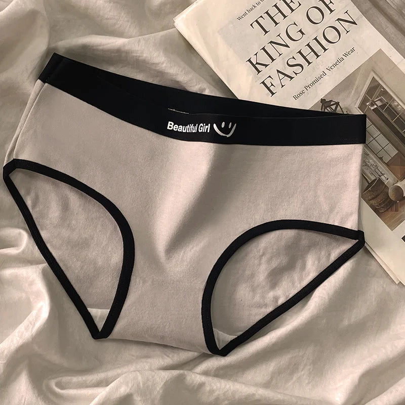 3Pcs/set Cotton Soft Breathbale Lingerie Black White Gray Daily Wear Underwear Women Panties Ladies and Girls Briefs M-XL