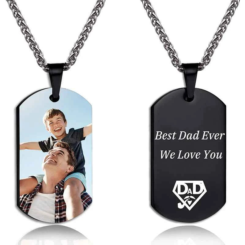 Custom Dog Tag Pendant Necklace Engraving Text/Pictures/Memorial Photo Stainless Steel Personalized Necklace for Men Women Gifts