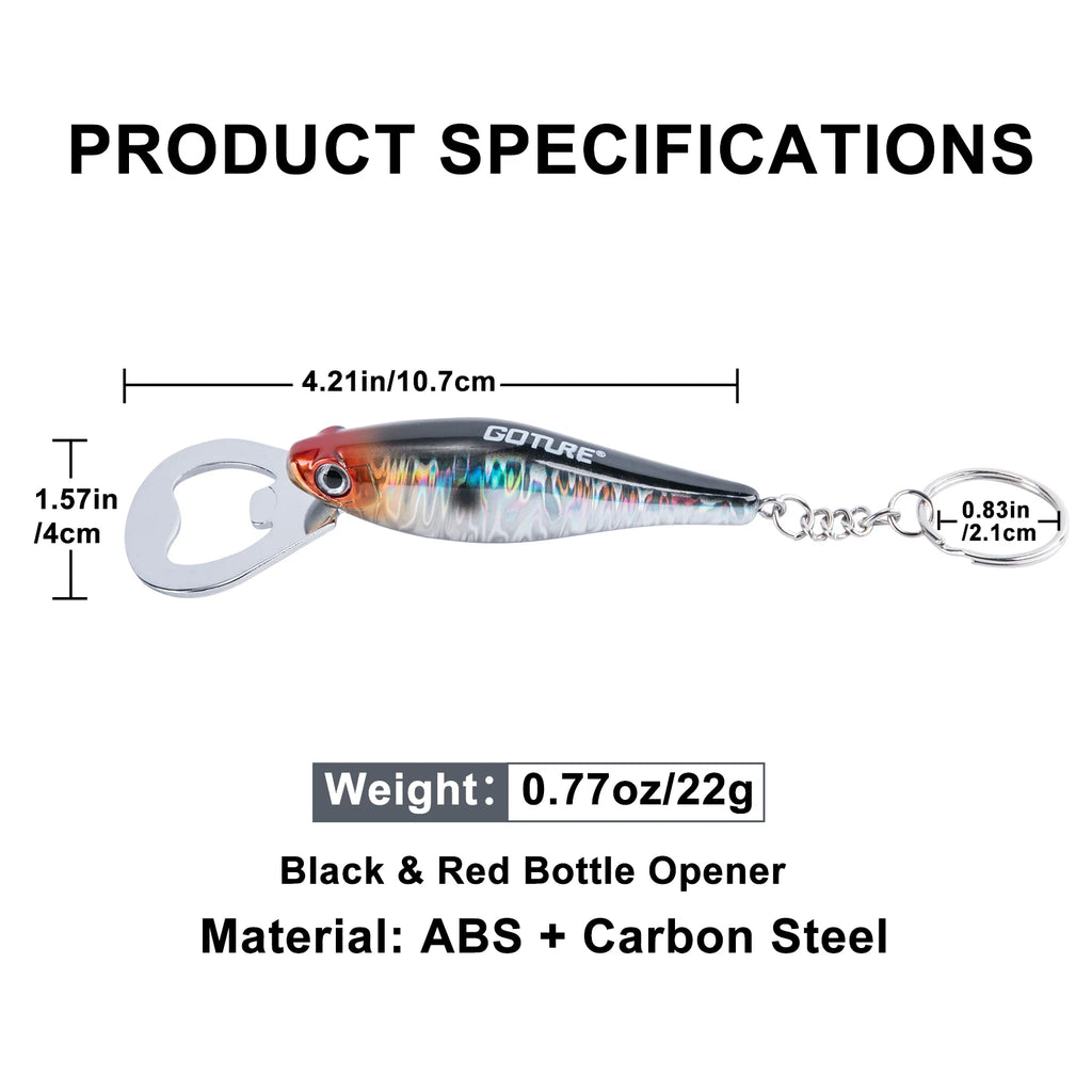 Goture Durable Beer Bottle Opener Fishing Lure Shape Key Design Stainless Steel Flat Speed Bottle Cap Opener for Kitchen Tool