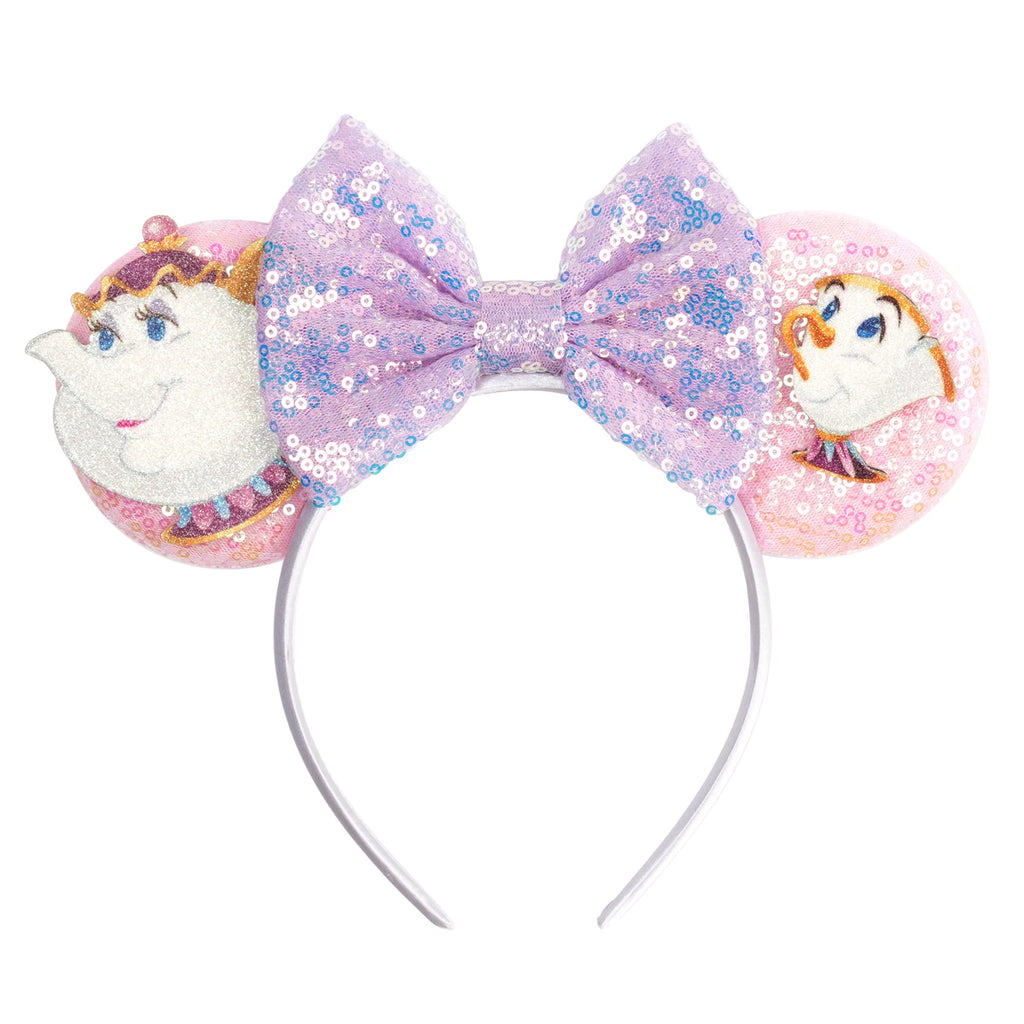 2025 New Style Mickey Minnie Ear Headband Sequin Bows Girl Adult Kids Halloween Party Cosplay Hair Accessories Princess Hairband