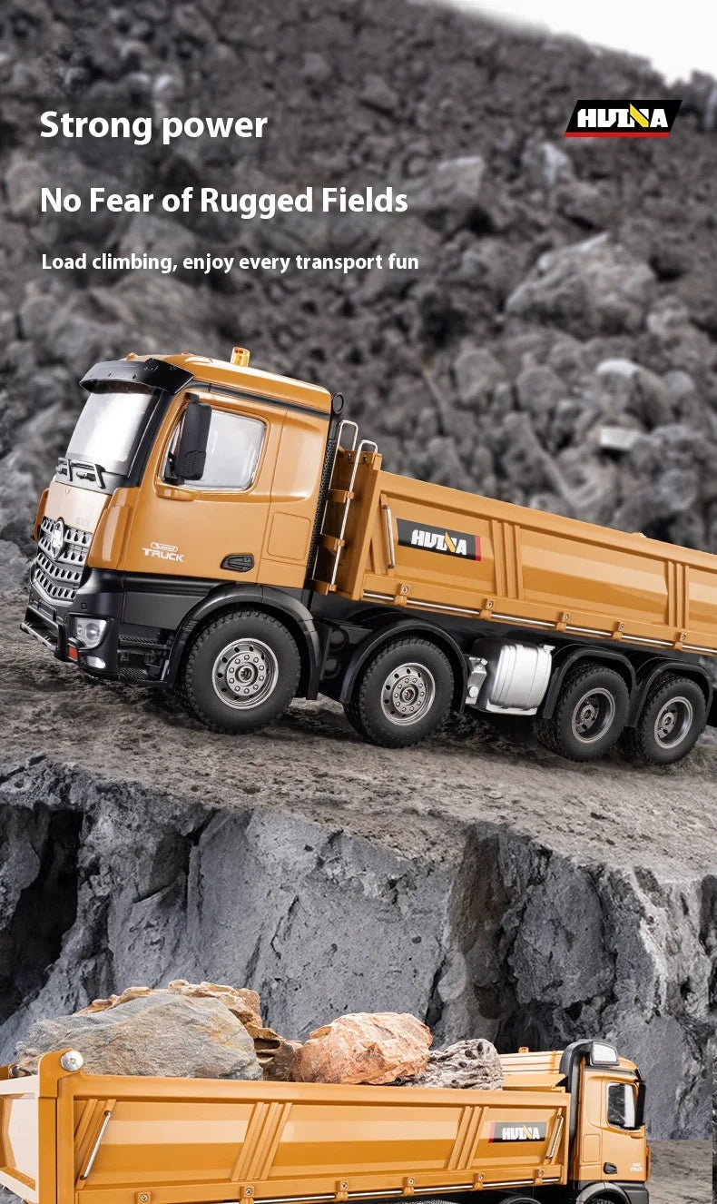HUINA 1536 2.4G 1/14 15CH RC Metal Dump Truck Toy Die-cast Remote Control Construction Rc Truck for Boy Children Toys Xmas Gifts
