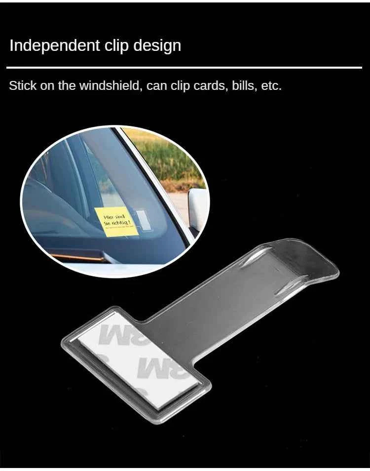 2pcs Transparent Car Vehicle Parking Ticket Receipt Permit Card Holder Clip Sticker Windscreen Plastic Universal Car Accessories