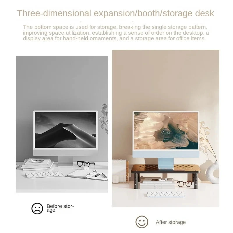 Adjustable Computer Rack, Telescopic Monitor Holder, Elevated Screen Stand to Relieve Neck Fatigue, Practical Office Storage Sup