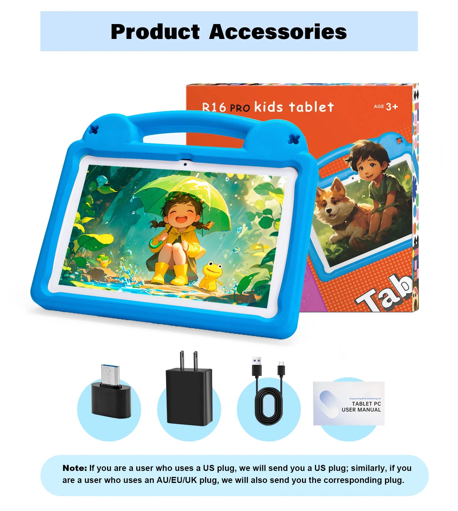 Kids Tablet Android 15 Tablet 10.1inch for Kids with Protective Case Octa-Core 8GB 64GB 1TB Expand Dual Camera Parental Control
