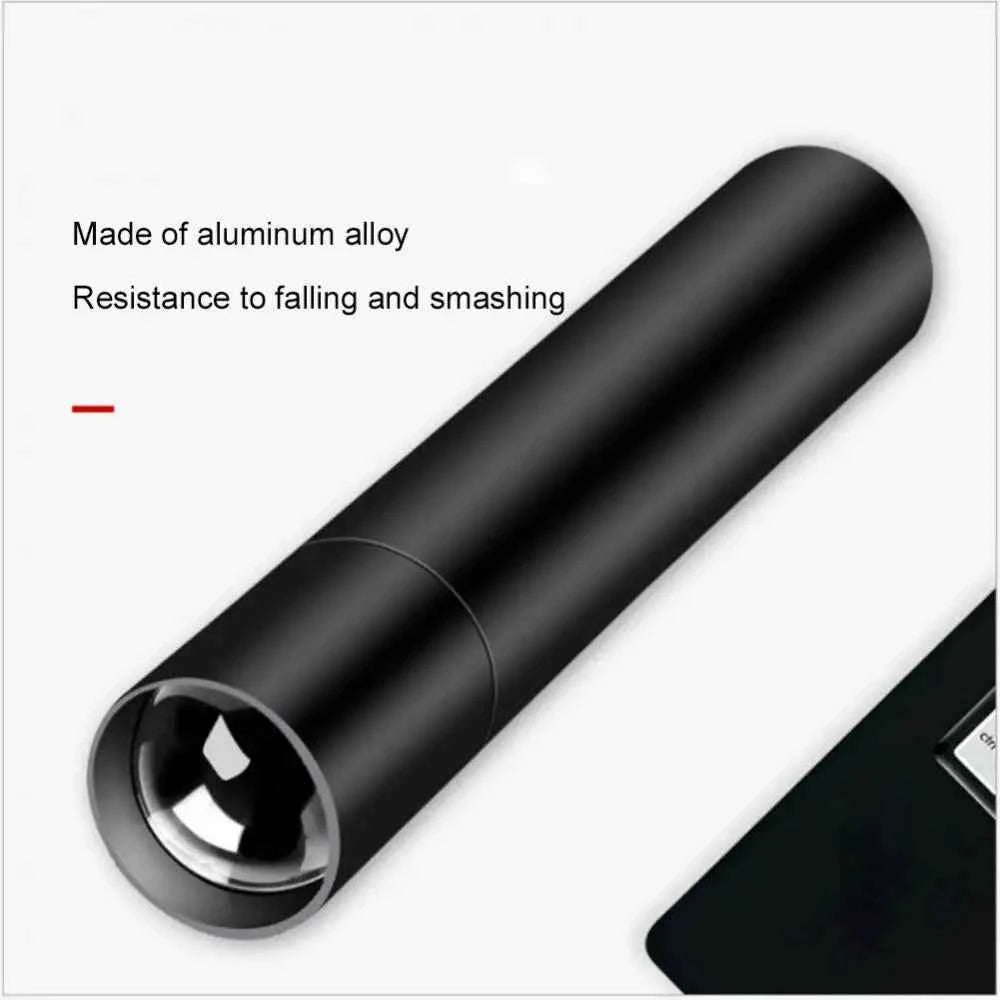 Mini High Light LED Flashlight Rechargeable Zoom Waterproof Telescopic Powerful Torch Lamp Outdoor Work Portable Self Defense
