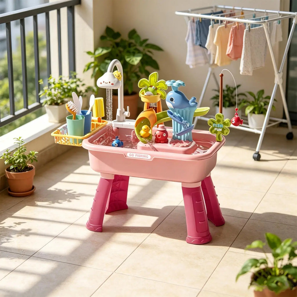 Water Table for Kids Summer Toys Play Sink with Running Water for Boys Girls Preschoolers Backyard Patio Beach Camping Daycare