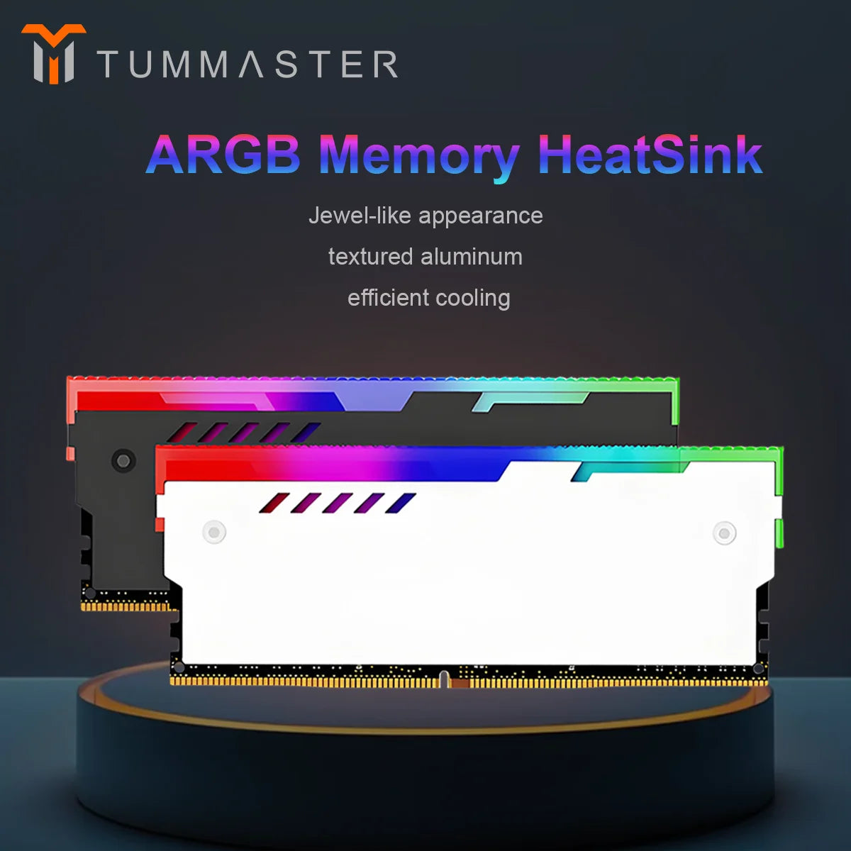 TUMMASTER Computer ARGB RAM Memory Heatsink Cooler with Thermal Conductive Pad for Desktop PC Memory DDR2/DDR3/DDR4/DDR5