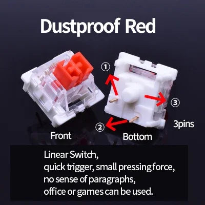 Outemu Switch for Mechanical Keyboard Black Blue Brown Red 3Pin Dustproof Linear Tactile Clicky Silent Compatible with MX Switch