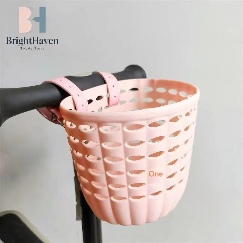 Kids Bike Basket Durable Storage Basket With Adjustable PU Straps Handlebar Basket For Children Girls Outdoor Biking Toddlers