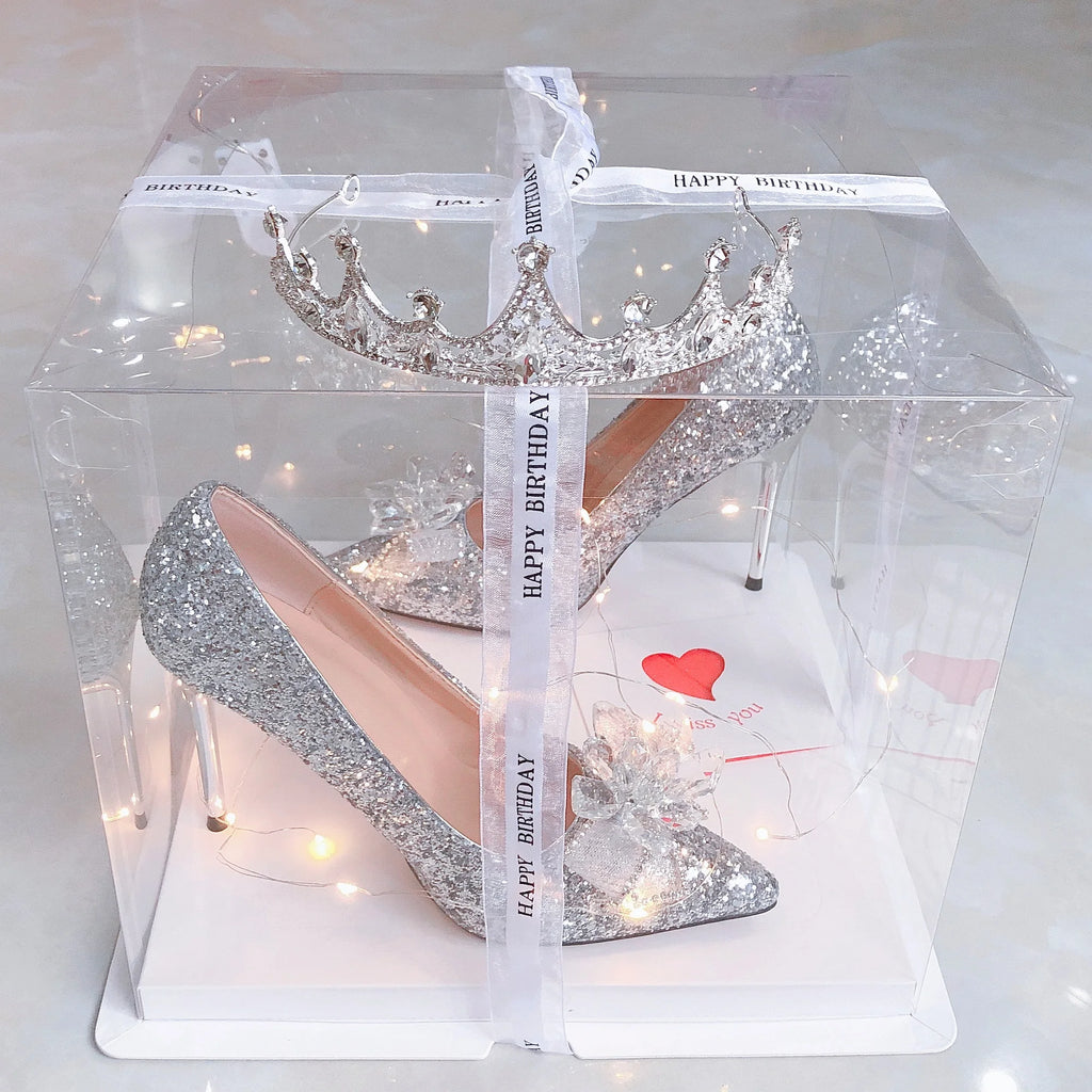 Shoes for Girls High Heels Rhinestone Elegant Woman Heeled Dress Bridal bow sweet Stiletto Princess style Birthday Gifts Adults