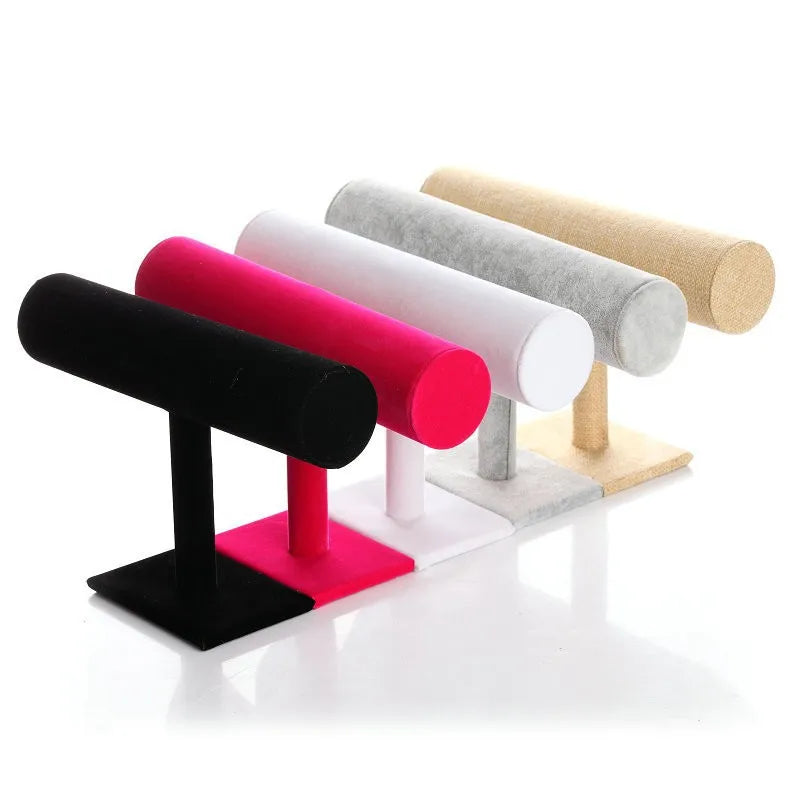 6 Colors Upright Velvet Bracelet Chain Watch Upright Display Rack Jewelry Organizer Hard Jewelry Display Stand Holder