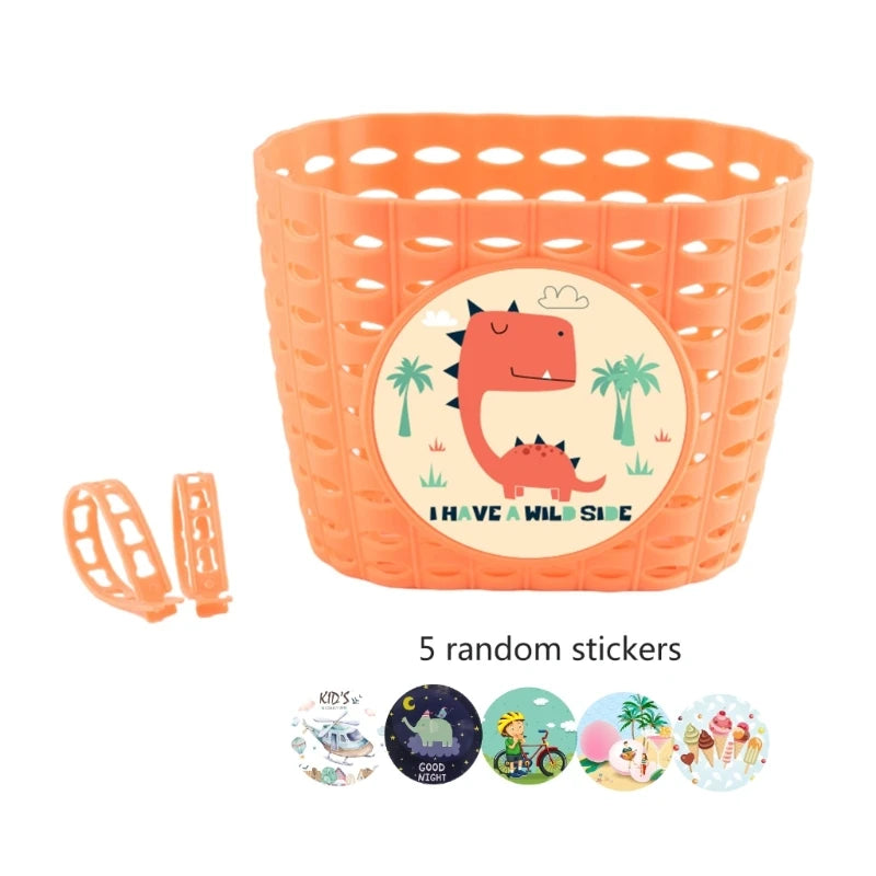 Kids Bike Basket for Boy Girl Front Bicylcles Handlebars Waterproof Basket with Fastens Strap Teen Small Bike Basket