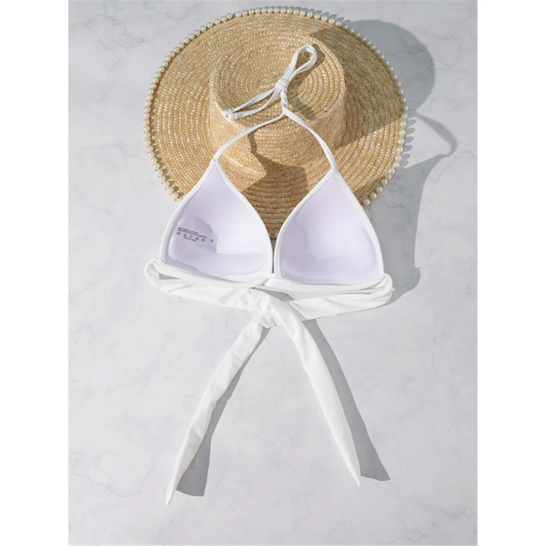 XS - XL New Sexy Push Up Bra Cup Halter Bikini Top Female Swimsuit Women Swimwear Bather Bathing Suit Swim Solid Beach Top V7019