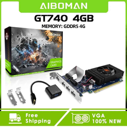AIBOMAN GT740 4GB GDDR5 HDMI*4 128Bit 64W PCl Express 3.0 X16 Cards Memory Suitable for Computer Video Gaming Assembly Accessori