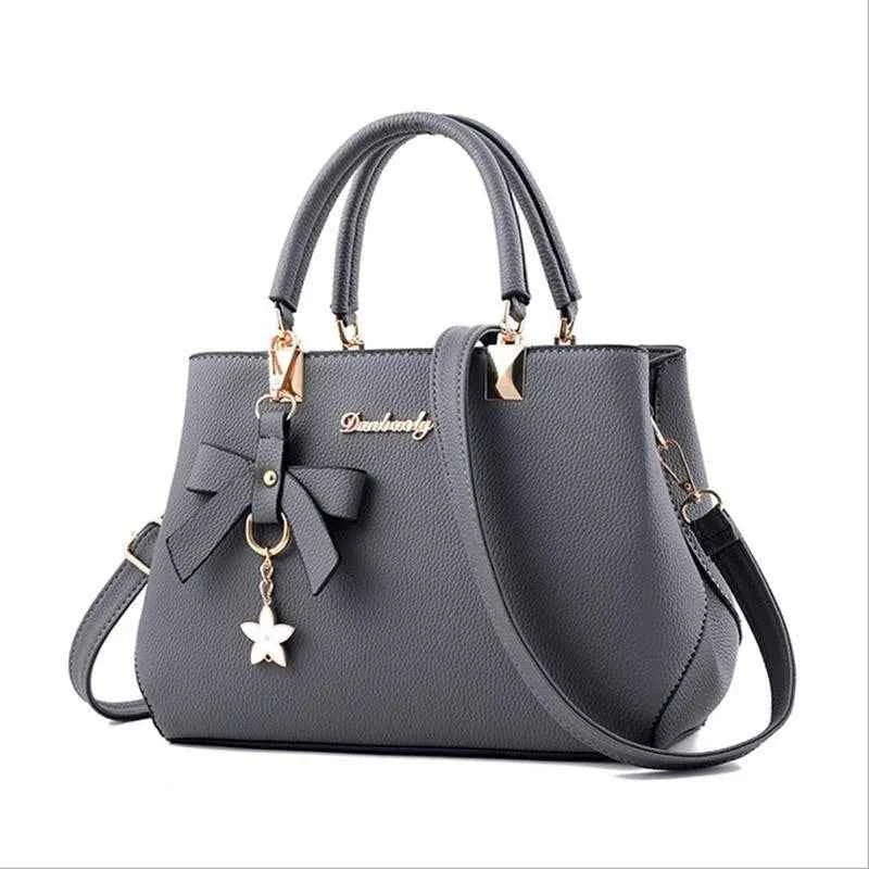 Yogodlns Elegant Women Messenger Bags with flower pendant Office Ladies Totes Pure Leather Handbag for female Crossbody Shoulder
