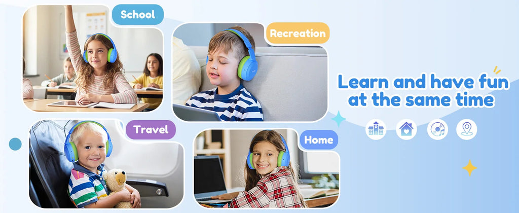 Acer Kids Bluetooth 6.0 Headphones with Built-in Mic 85/94dB Volume Limited Lightweight Over-Ear Wireless Headphones for Kids